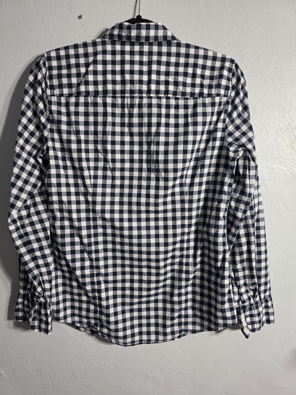 J. Crew Factory Navy gingham button-up shirt in signature fit Size M - Picture 5 of 12